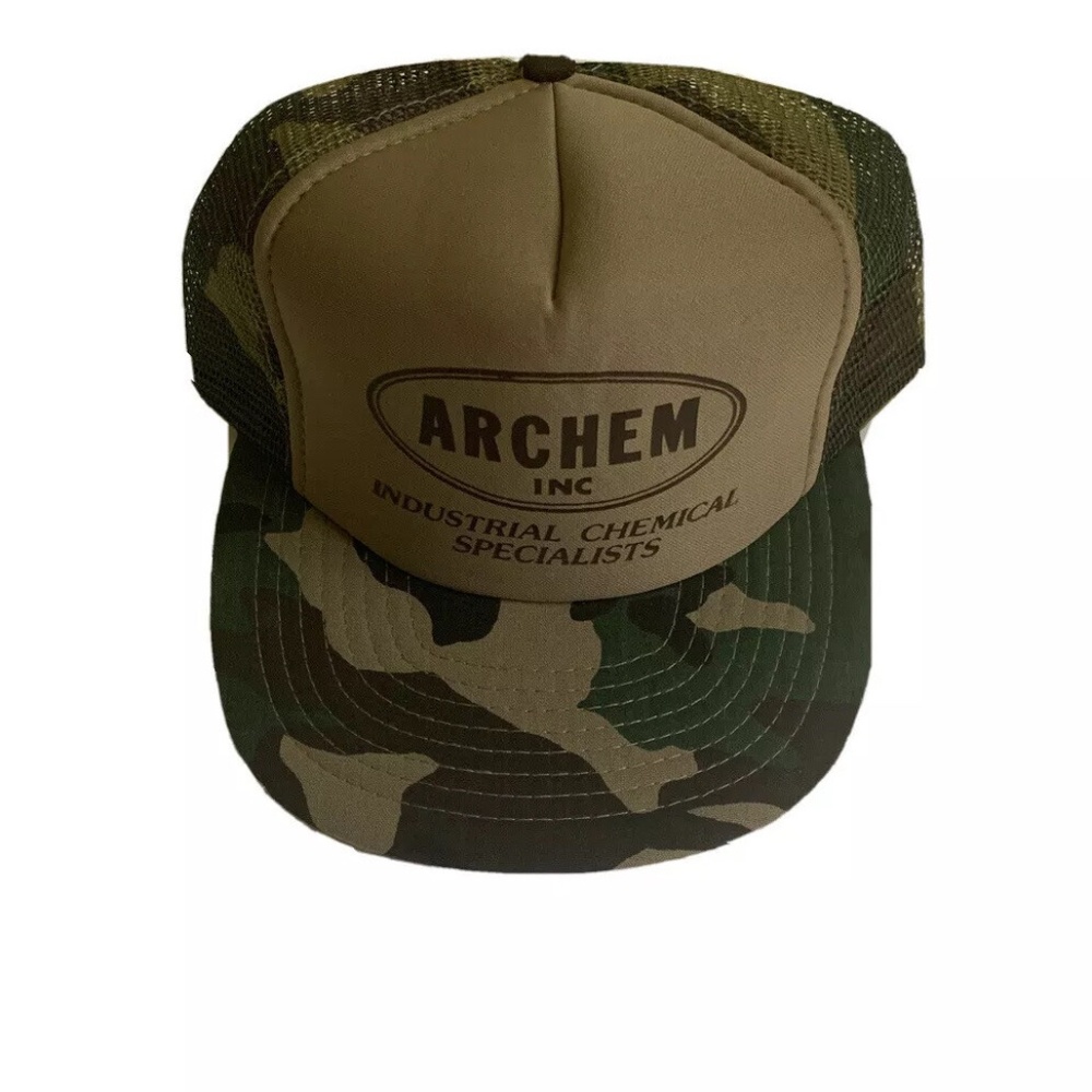 Vtg Archem Industrial Chemical Specialist Retro Camo Trucker Hat